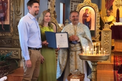15th wedding anniversary certificate for Volodymyr and Lesia Chornyy from the Bishop